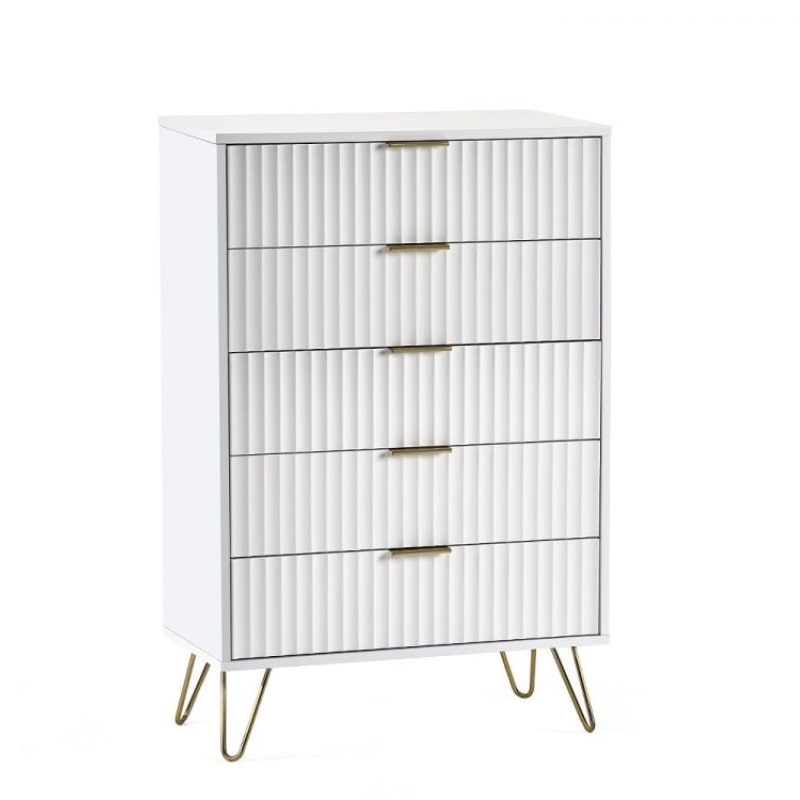 JULIAN BOWEN MURANO 5 Drawer Matte White Bedroom Dresser