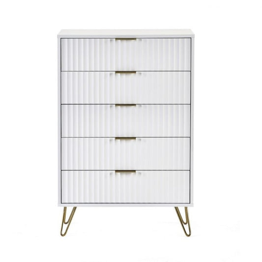 JULIAN BOWEN MURANO 5 Drawer Matte White Bedroom Dresser