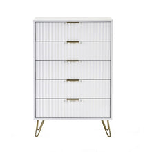 JULIAN BOWEN MURANO 5 Drawer Matte White Bedroom Dresser