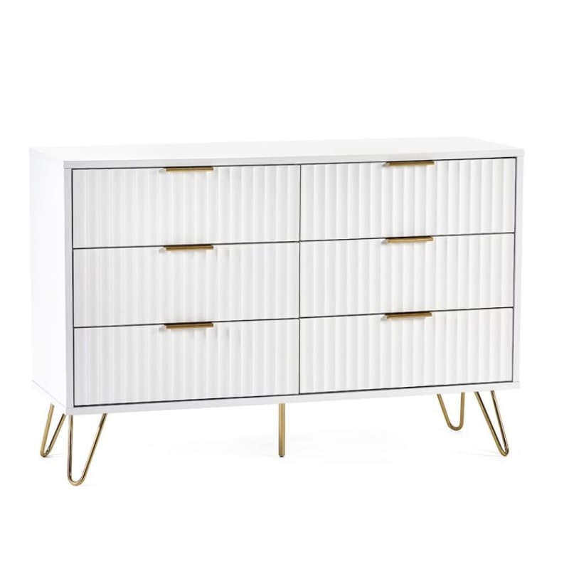 MURNAO 6 Drawer Wide Matte White Bedroom Dresser