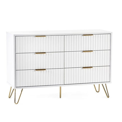 MURNAO 6 Drawer Wide Matte White Bedroom Dresser