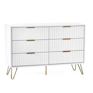 MURNAO 6 Drawer Wide Matte White Bedroom Dresser