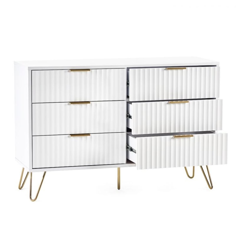 JULIAN BOWEN MURANO 6 Drawer Chest in Matte White MUR005 - White Tree Furniture