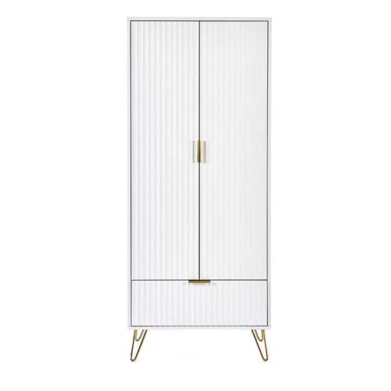 JULIAN BOWEN MURANO 2 Door Wardrobe in Matte White MUR006 - White Tree Furniture