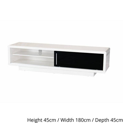 Newham High Gloss White & Black TV Cabinet 180cm - White Tree Furniture