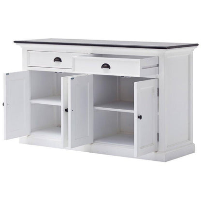 NOVASOLO Halifax Contrast White Sideboard with Black Top B127CT - White Tree Furniture