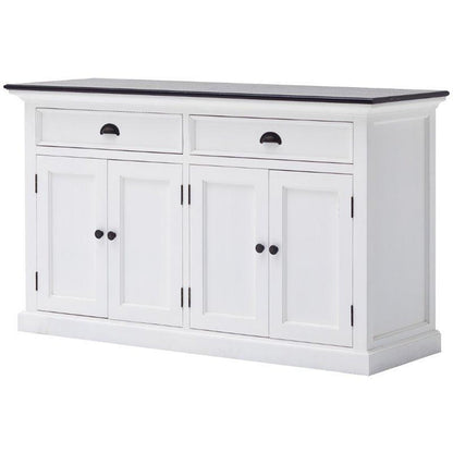 NOVASOLO Halifax Contrast White Sideboard with Black Top B127CT - White Tree Furniture