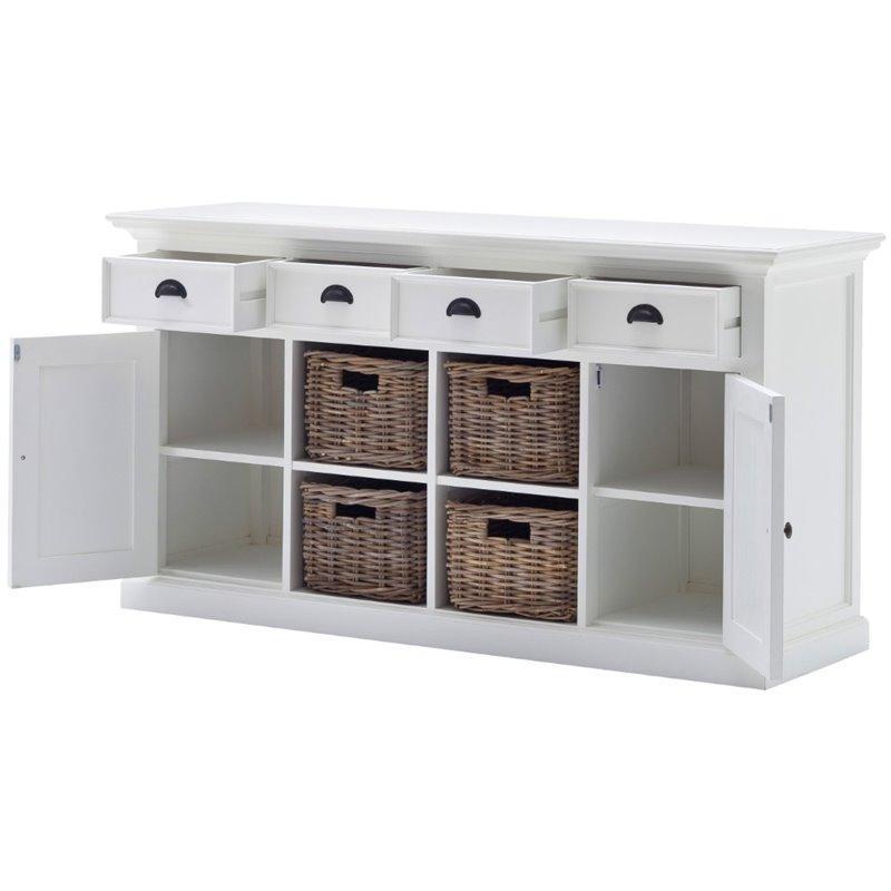 HALIFAX White Sideboard with 4 Rattan Baskets B189 - White Tree Furniture