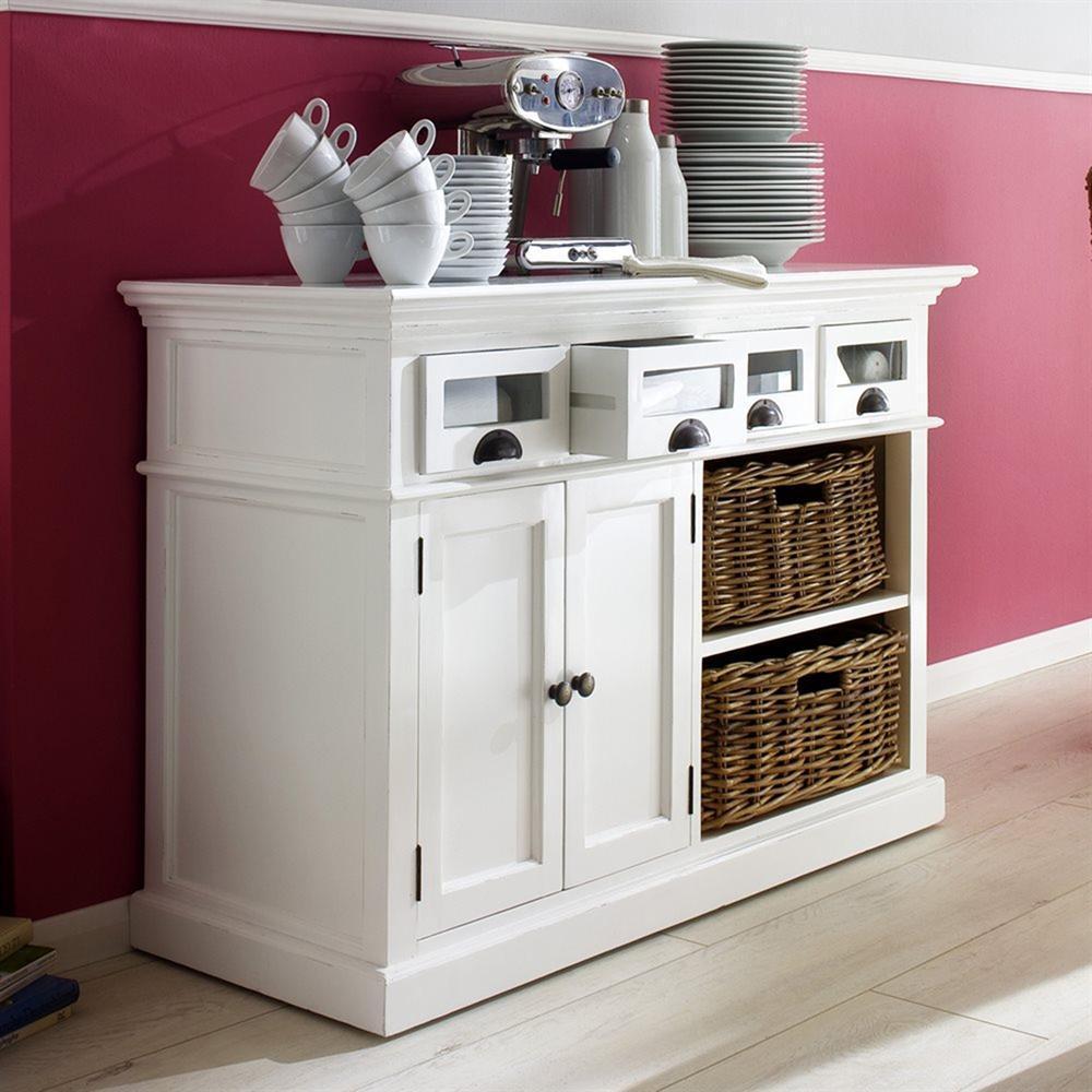 Halifax White Kitchen Sideboard with Baskets B131 - White Tree Furniture