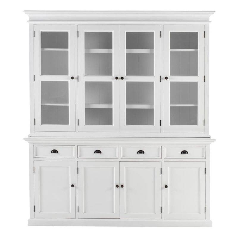 NOVASOLO Halifax Large White Buffet Hutch Unit w/ 4 Glass Doors BCA610 - White Tree Furniture