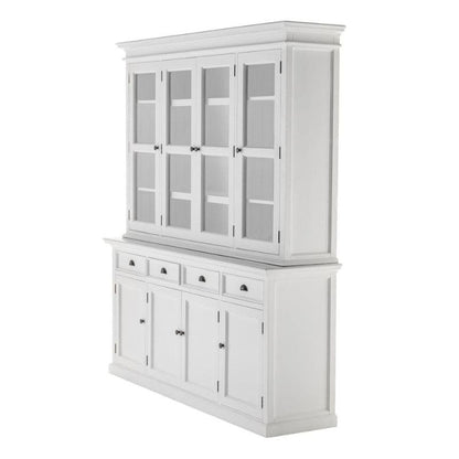 NOVASOLO Halifax Large White Buffet Hutch Unit w/ 4 Glass Doors BCA610 - White Tree Furniture