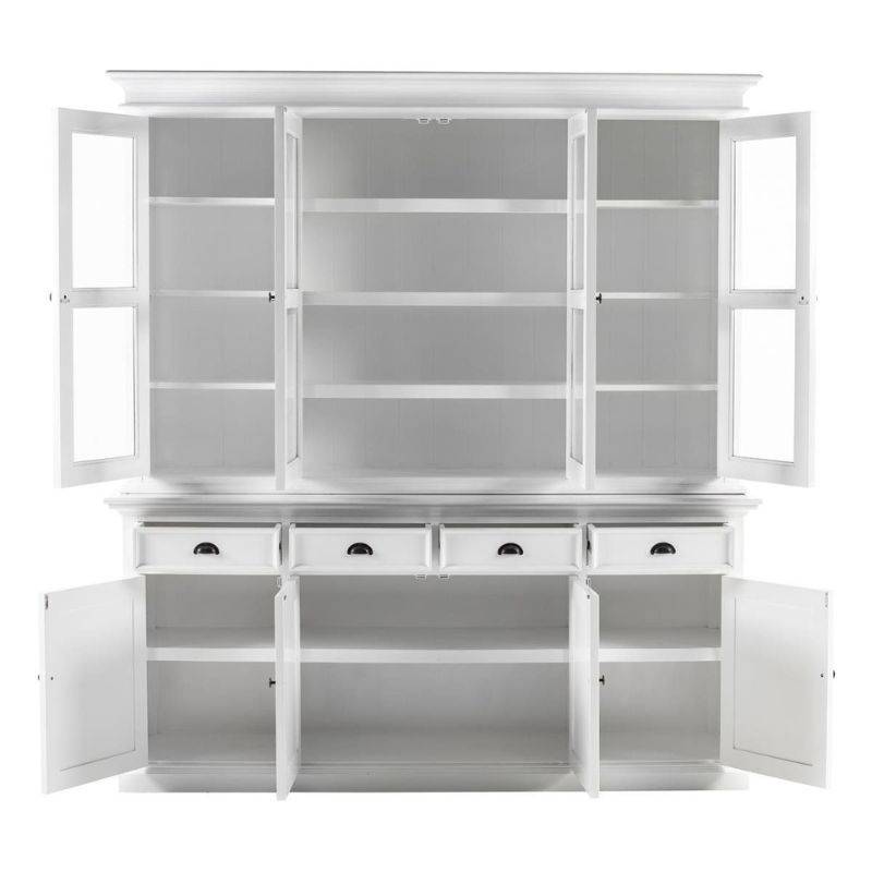 NOVASOLO Halifax Large White Buffet Hutch Unit w/ 4 Glass Doors BCA610 - White Tree Furniture