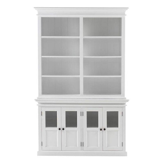 NOVASOLO Halifax White Painted Hutch Unit w/ 4 Glass Doors BCA612 - White Tree Furniture