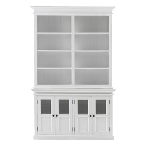 NOVASOLO Halifax White Painted Hutch Unit w/ 4 Glass Doors BCA612 - White Tree Furniture