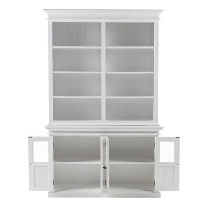 NOVASOLO Halifax White Painted Hutch Unit w/ 4 Glass Doors BCA612 - White Tree Furniture