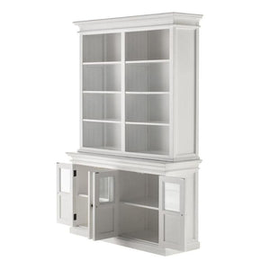 NOVASOLO Halifax White Painted Hutch Unit w/ 4 Glass Doors BCA612 - White Tree Furniture