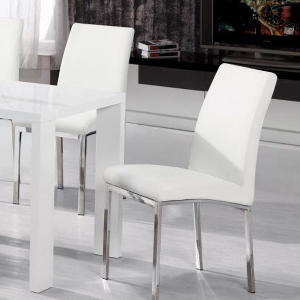 Peru PU Set of 4 Chairs in White and Chrome - White Tree Furniture