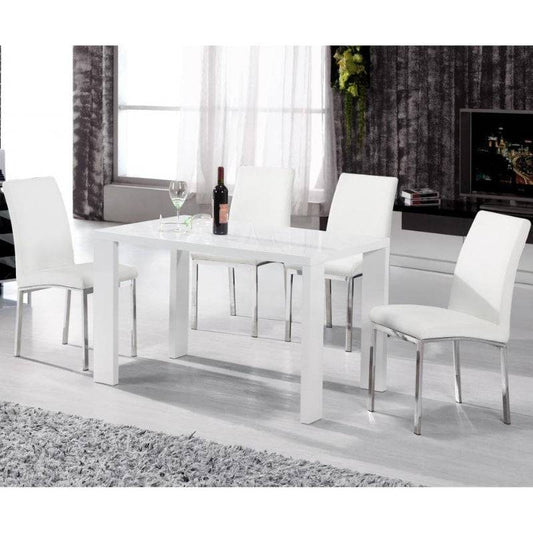 Peru High Gloss White Dining Table 120cm - White Tree Furniture