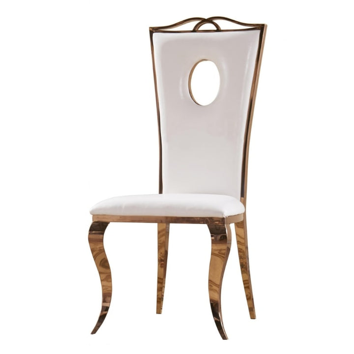 Pescara Set of 2 Dining Chairs in PU & Stainless Steel in Rose Gold Colour - White Tree Furniture