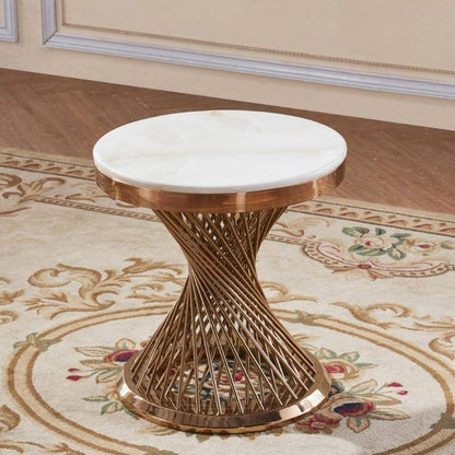 Pescara Marble Lamp Table w/ Stainless Steel Base - White Tree Furniture