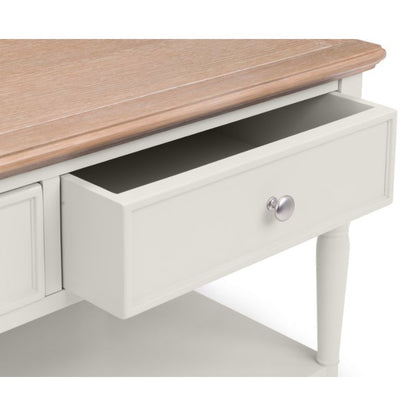 PROVENCE Grey Lacquer 2 Drawer Coffee Table with Limed Oak Effect Top PRO105 - White Tree Furniture