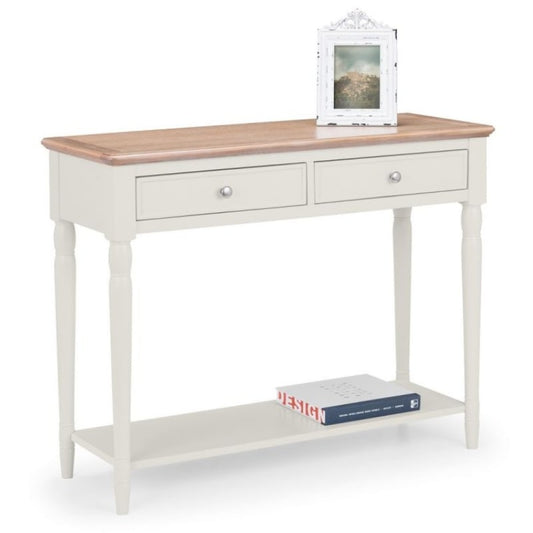 PROVENCE Grey Lacquer Hallway Console Table w/ Limed Oak Effect Top