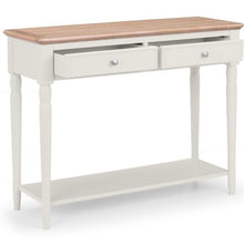 PROVENCE Grey Lacquer Hallway Console Table w/ Limed Oak Effect Top