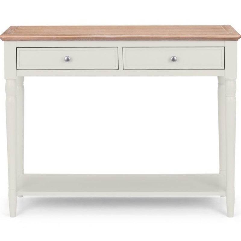 PROVENCE Grey Lacquer Hallway Console Table w/ Limed Oak Effect Top