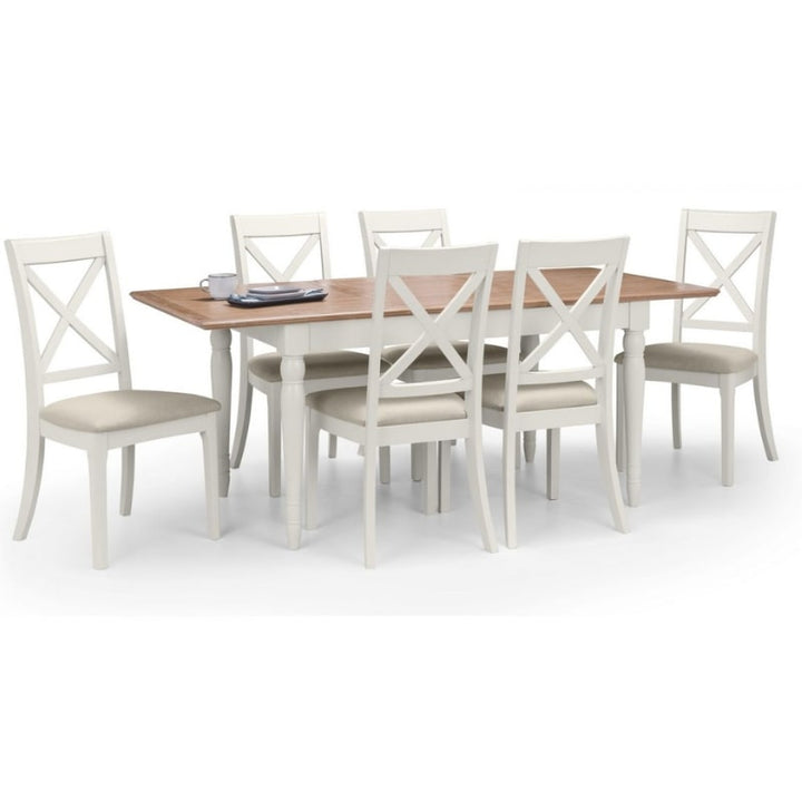 JULIAN BOWEN PROVENCE Grey Lacquer Dining Set with Table & 6 Chairs PRO111 - White Tree Furniture