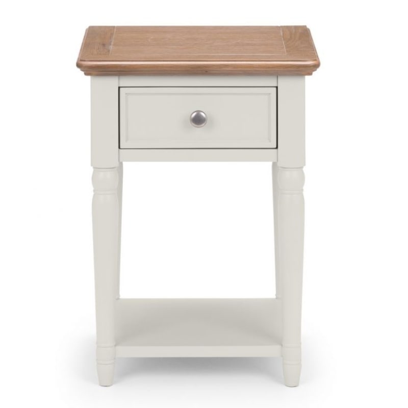 JULIAN BOWEN PROVENCE Grey Lacquer 1 Drawer Lamp Table with Limed Oak Effect Top PRO104 - White Tree Furniture