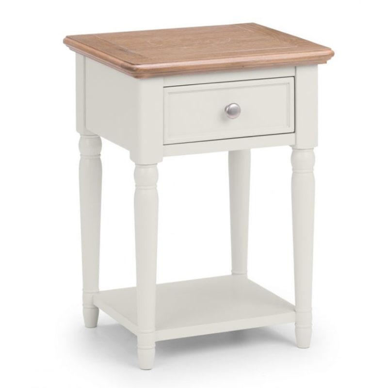 JULIAN BOWEN PROVENCE Grey Lacquer 1 Drawer Lamp Table with Limed Oak Effect Top PRO104 - White Tree Furniture