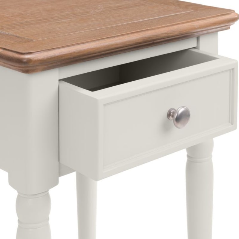 JULIAN BOWEN PROVENCE Grey Lacquer 1 Drawer Lamp Table with Limed Oak Effect Top PRO104 - White Tree Furniture