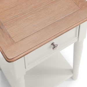 JULIAN BOWEN PROVENCE Grey Lacquer 1 Drawer Lamp Table with Limed Oak Effect Top PRO104 - White Tree Furniture