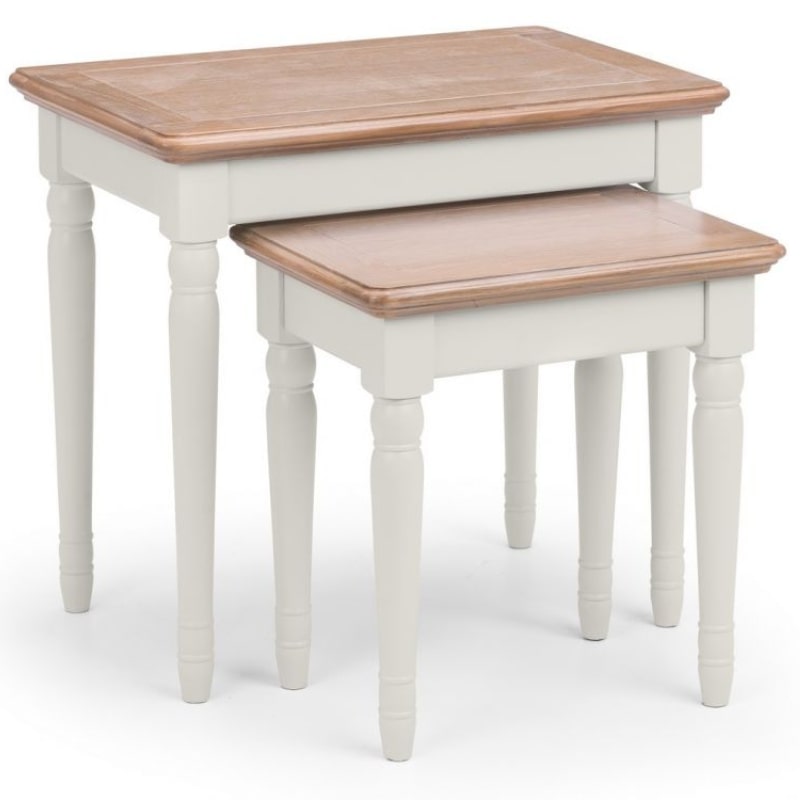 PROVENCE Grey Lacquer Nest of Tables w/ Limed Oak Effect Top PRO107 - White Tree Furniture