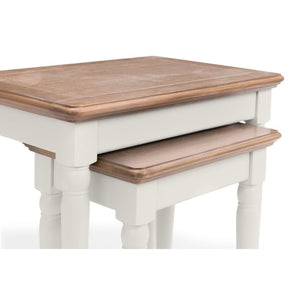 PROVENCE Grey Lacquer Nest of Tables w/ Limed Oak Effect Top PRO107 - White Tree Furniture