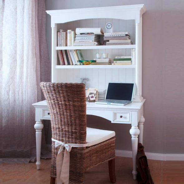 Provence White Painted Secretary Desk with Hutch - White Tree Furniture