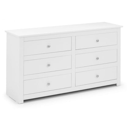 JULIAN BOWEN RADLEY Wide 6 Drawer White Bedroom Dresser