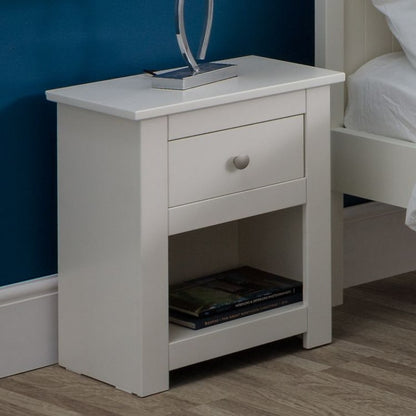 JULIAN BOWEN RADLEY 1 Drawer Bedside Cabinet in Surf White Lacquer - White Tree Furniture