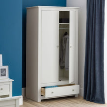 JULIAN BOWEN RADLEY 2 Door 1 Drawer Wardrobe in Surf White Lacquer RAD004 - White Tree Furniture