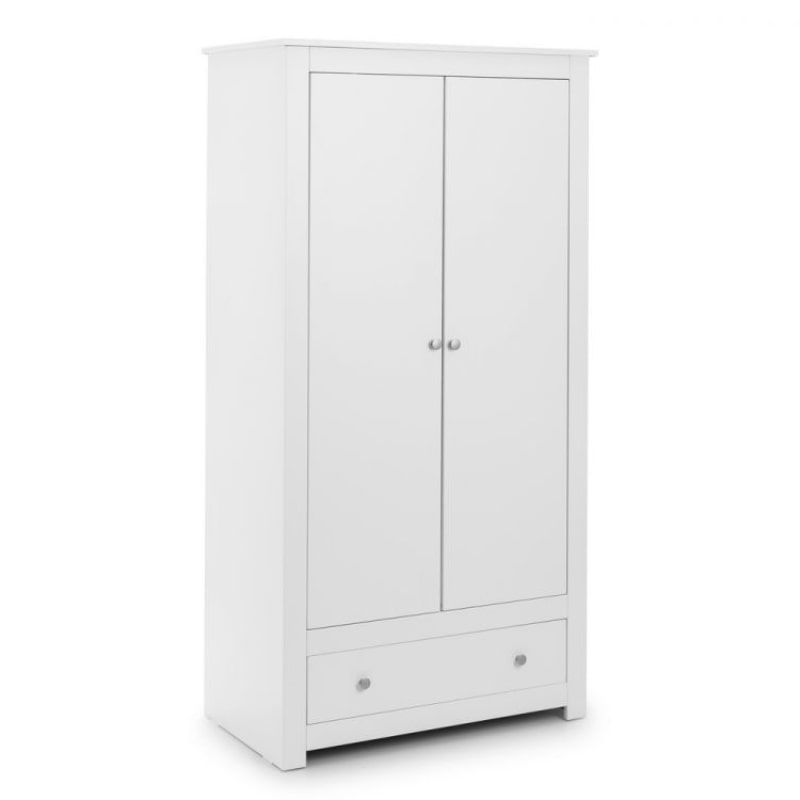 JULIAN BOWEN RADLEY 2 Door 1 Drawer Wardrobe in Surf White Lacquer RAD004 - White Tree Furniture