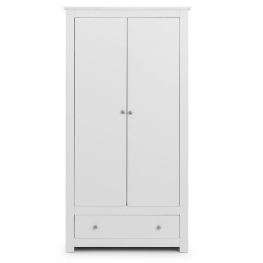 JULIAN BOWEN RADLEY 2 Door 1 Drawer Wardrobe in Surf White Lacquer RAD004 - White Tree Furniture