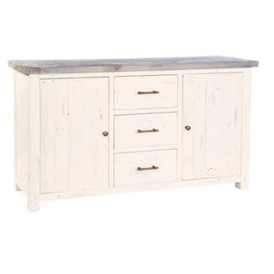 Ancient Mariner Coastal Distressed White Reclaimed Large Sideboard - White Tree Furniture