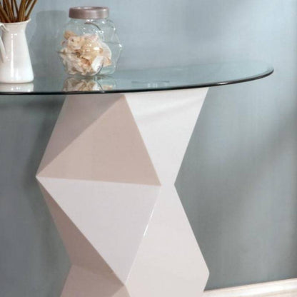 Rowley High Gloss White Console Table w/ Glass Top - White Tree Furniture