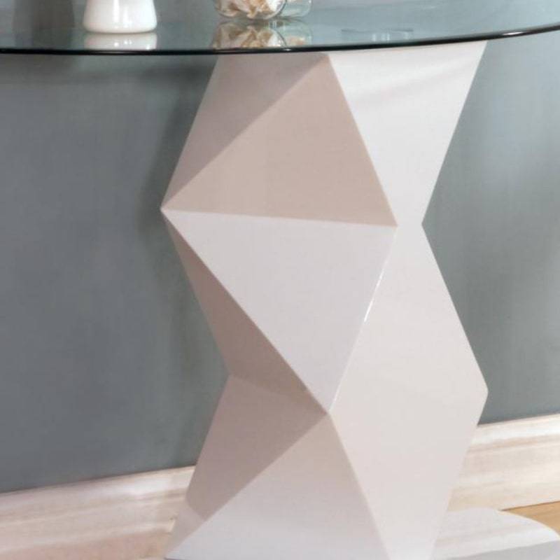 Rowley High Gloss White Console Table w/ Glass Top - White Tree Furniture