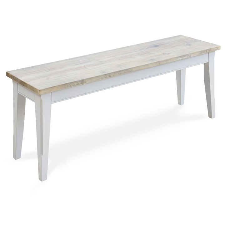 Baumhaus Signature Grey Dining Bench 130cm with Limed Wood Top CFF03A - White Tree Furniture