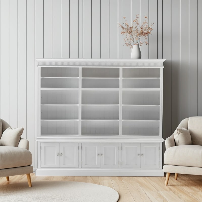 NOVASOLO SKANSEN Extra Large White Bookcase with Cupboards CA644