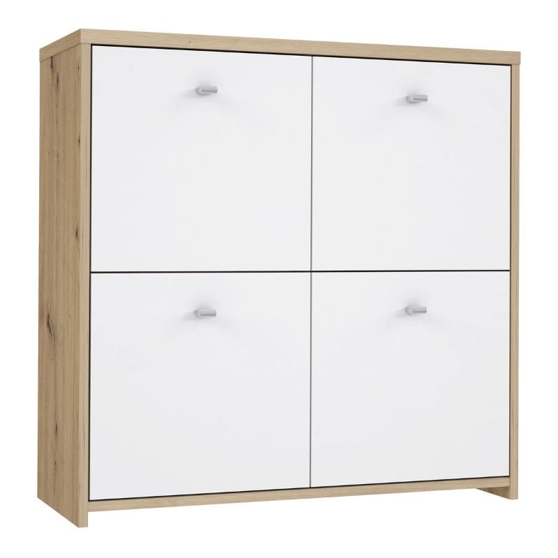 Best Chest Storage Cabinet w/ 4 Doors in Artisan Oak / White - White Tree Furniture