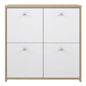 Best Chest Storage Cabinet w/ 4 Doors in Artisan Oak / White - White Tree Furniture