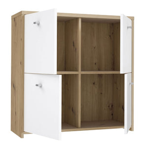 Best Chest Storage Cabinet w/ 4 Doors in Artisan Oak / White - White Tree Furniture