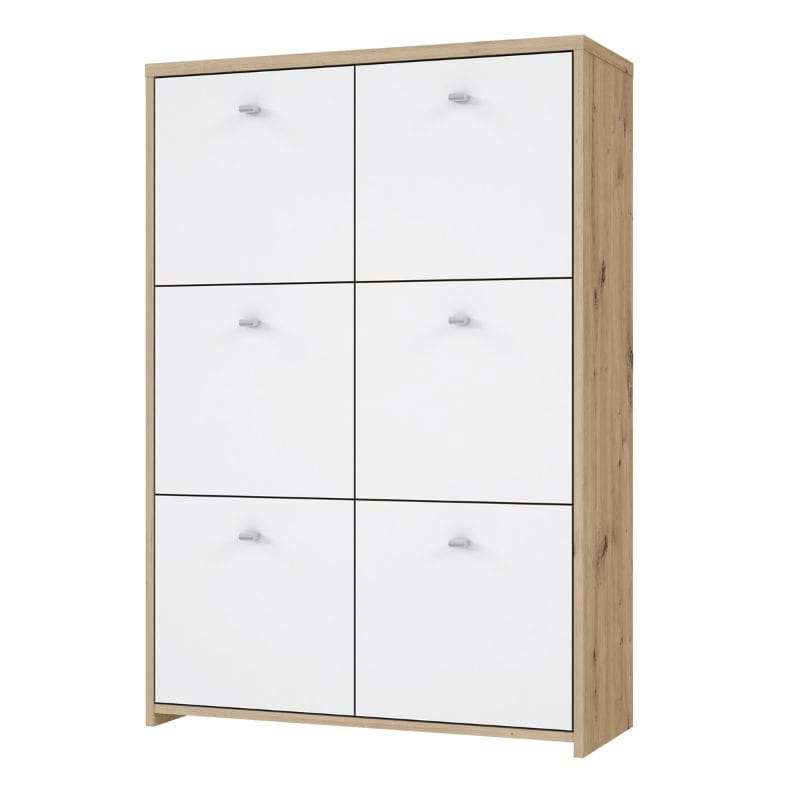 Best Chest Storage Cabinet w/ 6 Doors in Artisan Oak / White - White Tree Furniture